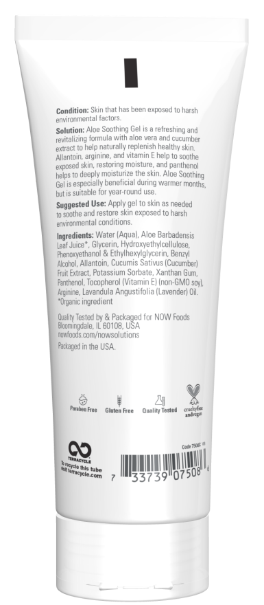 NOW Solutions, Aloe Soothing Gel, Soothing and Replenishing After Sun, Multi-Purpose Formula, 8-Ounce