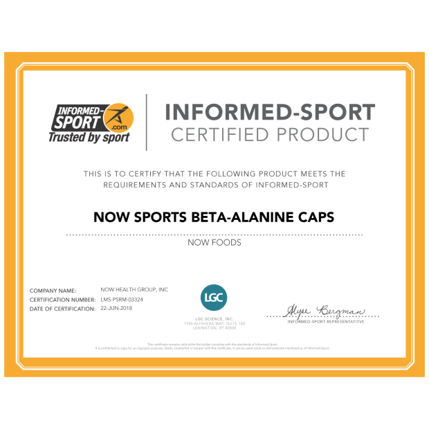 NOW Sports Nutrition, Beta-Alanine 750 mg, Delays Muscle Fatigue*, Endurance*, 120 Veg Capsules