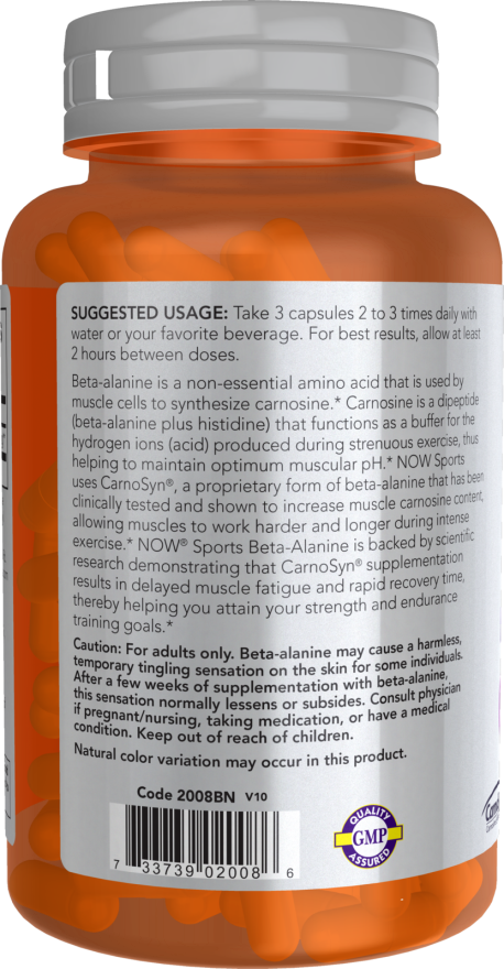 NOW Sports Nutrition, Beta-Alanine 750 mg, Delays Muscle Fatigue*, Endurance*, 120 Veg Capsules