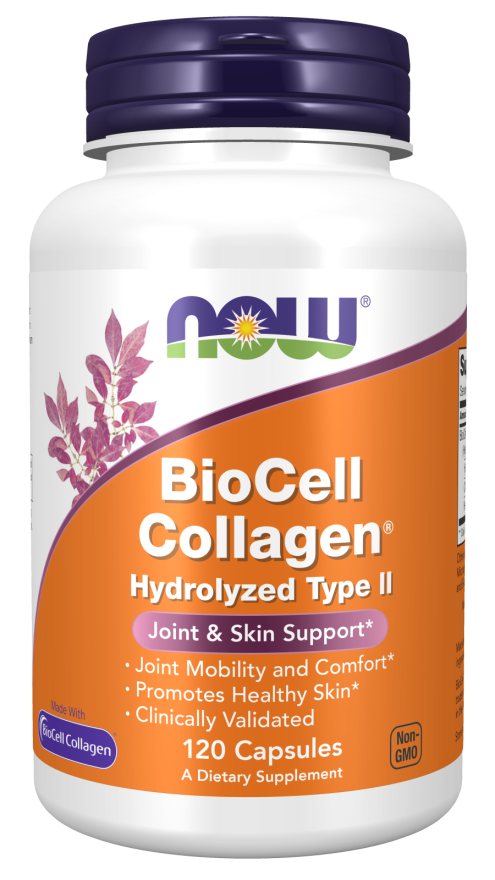NOW Supplements, BioCell Collagen® Hydrolyzed Type II, Clinically Validated, 120 Veg Capsules