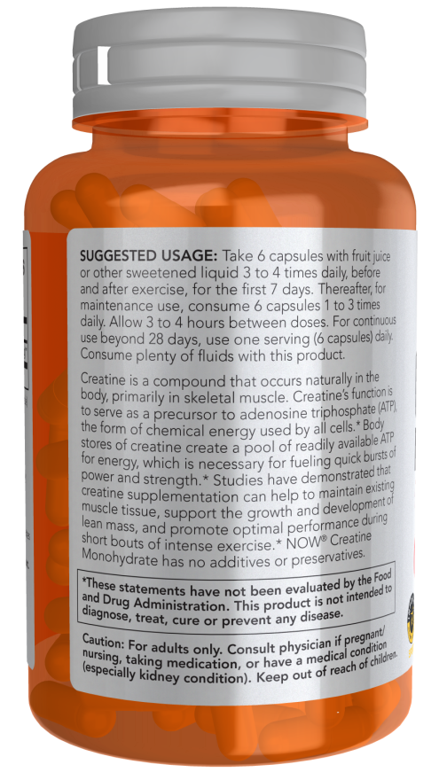 NOW Sports Nutrition, Creatine Monohydrate 750 mg, Mass Building*/Energy Production*, 120 Veg Capsules
