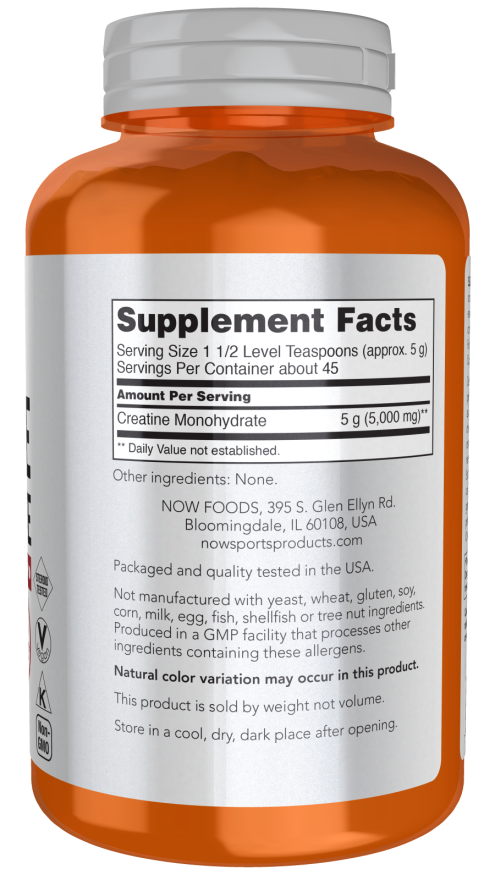NOW Sports Nutrition, Creatine Monohydrate Powder, Mass Building*/Energy Production*, 8-Ounce