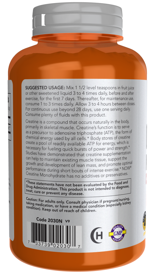 NOW Sports Nutrition, Creatine Monohydrate Powder, Mass Building*/Energy Production*, 8-Ounce