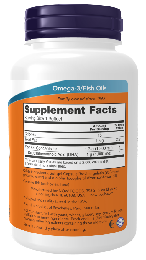 DHA-1000 Fish Oil, Extra Strength, Brain Support, 90 Softgels
