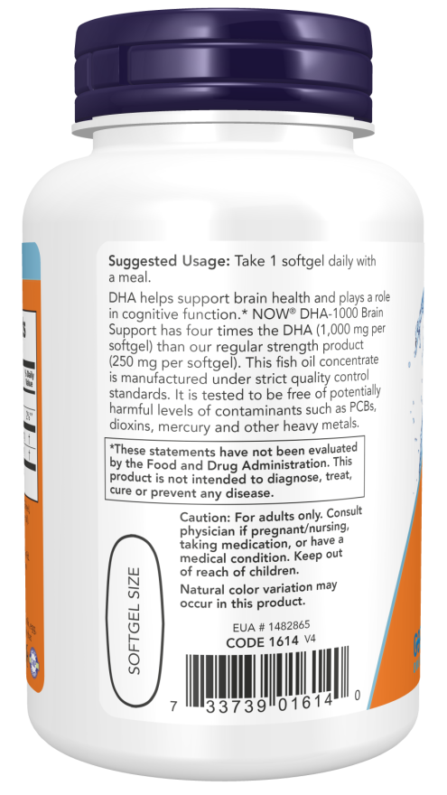 DHA-1000 Fish Oil, Extra Strength, Brain Support, 90 Softgels