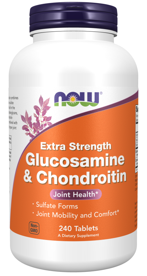NOW Supplements, Glucosamine & Chondroitin Extra Strength, Sulfate Forms, 60 Tablets