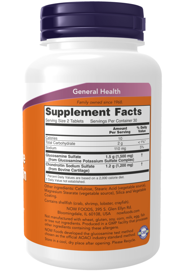 NOW Supplements, Glucosamine & Chondroitin Extra Strength, Sulfate Forms, 60 Tablets