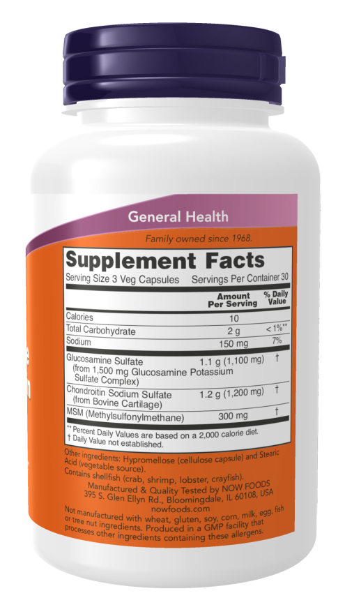 NOW Supplements, Glucosamine & MSM plus Chondroitin Sulfate, Joint Health*, 90 Veg Capsules