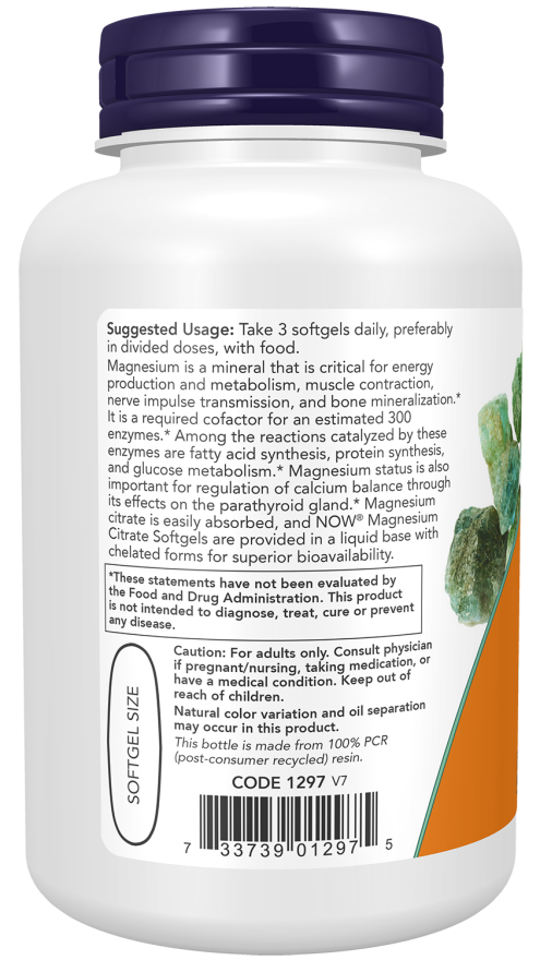 NOW Supplements, Magnesium Citrate, With Glycinate & Malate, Nervous System Support*, 90 Softgels