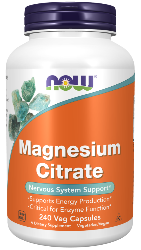 NOW Supplements, Magnesium Citrate, Enzyme Function*, Nervous System Support*, 120 Veg Capsules1