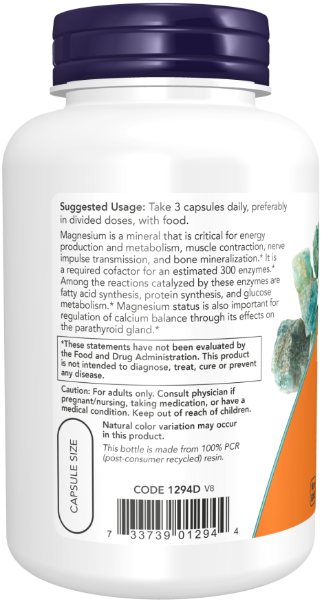 NOW Supplements, Magnesium Citrate, Enzyme Function*, Nervous System Support*, 120 Veg Capsules1