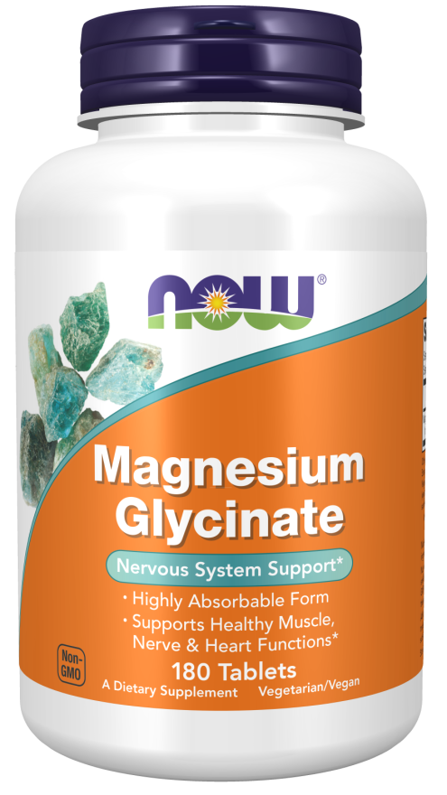 NOW Supplements, Magnesium Glycinate 100 mg, Highly Absorbable Form, 180 Tablets
