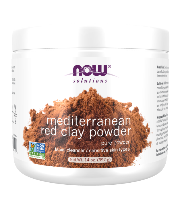 NOW Solutions, Mediterranean Red Clay Powder, Pure Powder for Sensitive Skin Facial Mask, 6-Ounce