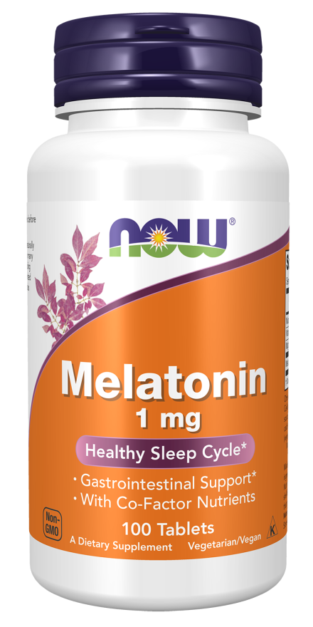 NOW Supplements, Melatonin 1 mg, with Co-Factor Nutrients, Healthy Sleep Cycle*, 100 Tablets