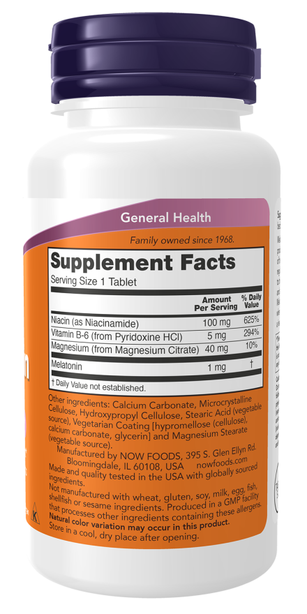 NOW Supplements, Melatonin 1 mg, with Co-Factor Nutrients, Healthy Sleep Cycle*, 100 Tablets