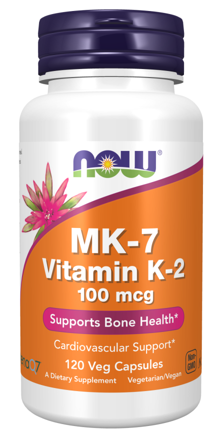 NOW Supplements, MK-7 Vitamin K-2 100 mcg, Cardiovascular Support*, Supports Bone Health*, 60 Veg Capsules
