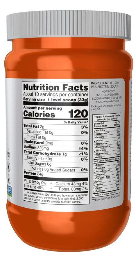 NOW Sports Nutrition, Pea Protein 24 g, Easily Digested, Unflavored Powder, 12-Ounce