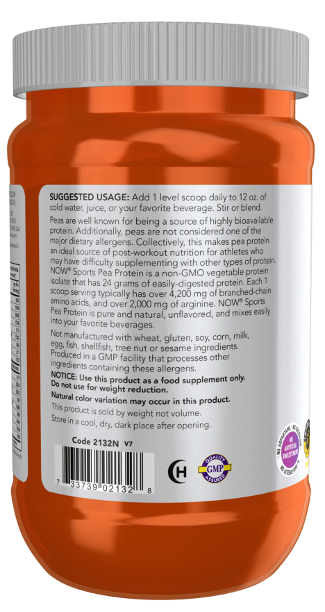 NOW Sports Nutrition, Pea Protein 24 g, Easily Digested, Unflavored Powder, 12-Ounce