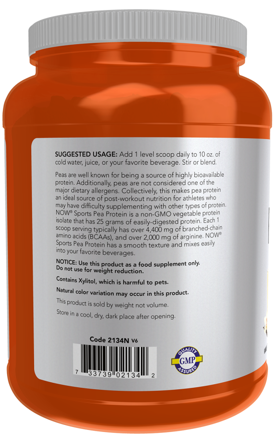 NOW Sports Nutrition, Pea Protein 25 g With BCAAs, Easily Digested, Vanilla Toffee Powder, 2-Pound