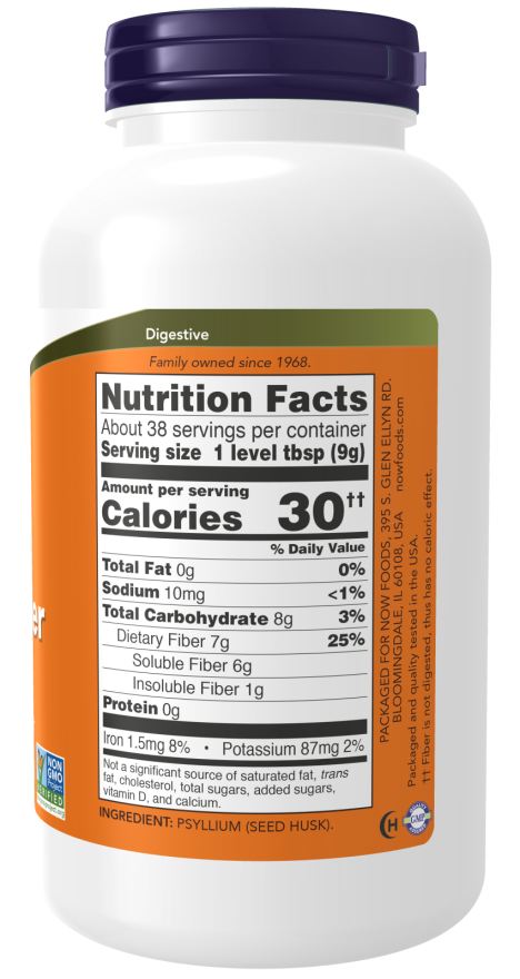 NOW Foods - Psyllium Husk Powder - Soluble Fiber, 12 oz.