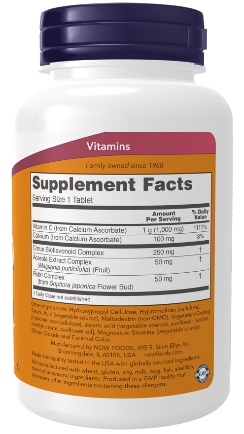 NOW Supplements, Vitamin C-1000 Complex with 250 mg of Bioflavonoids, Buffered, Antioxidant Protection*, 90 Tablets