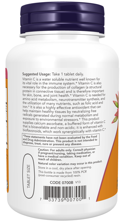 NOW Supplements, Vitamin C-1000 Complex with 250 mg of Bioflavonoids, Buffered, Antioxidant Protection*, 90 Tablets