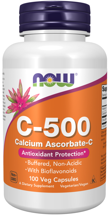 NOW Supplements, Vitamin C-500 Calcium Ascorbate, Antioxidant Protection*, 100 Veg Capsules