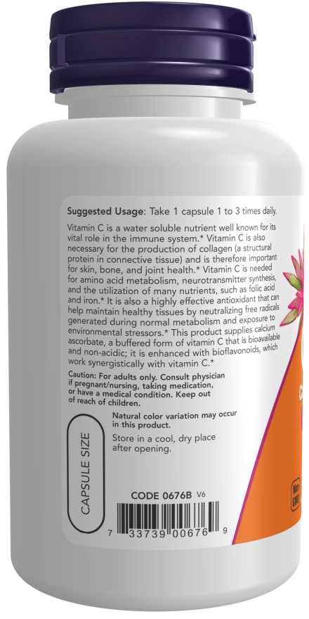 NOW Supplements, Vitamin C-500 Calcium Ascorbate, Antioxidant Protection*, 100 Veg Capsules
