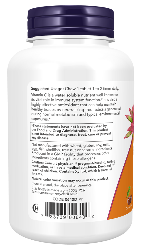 NOW Supplements, Vitamin C-500, Antioxidant Protection*, Cherry Flavor, 100 Chewable Lozenges