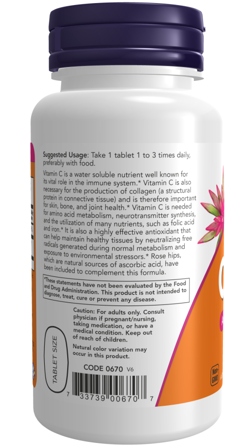 NOW Supplements, Vitamin C-500 with Rose Hips, Antioxidant Protection*, 100 Tablets